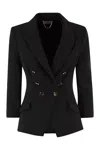 Elisabetta Franchi Fitted Blazer With Logoed Buttons In Black
