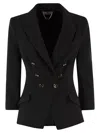 Elisabetta Franchi Fitted Blazer With Logoed Buttons In Black