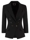 Elisabetta Franchi Double Crepe Blazer In Black