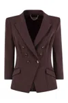 Elisabetta Franchi Bordeaux Jacket Gold-tone Buttons In Brown