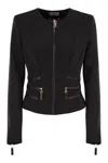 Elisabetta Franchi Fitted Crepe Jacket With Structured Seams In Black