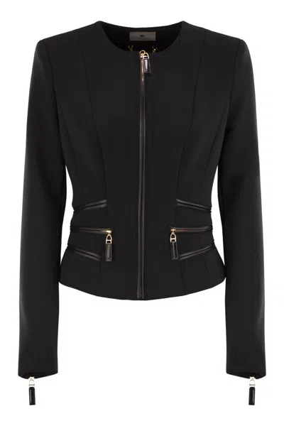 ELISABETTA FRANCHI ELISABETTA FRANCHI DOUBLE CREPE JACKET WITH ZIP DETAILS