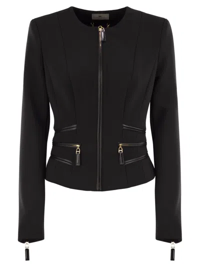 ELISABETTA FRANCHI DOUBLE CREPE JACKET WITH ZIP DETAILS