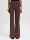 Elisabetta Franchi Double Crepe Palazzo Trousers In Brown