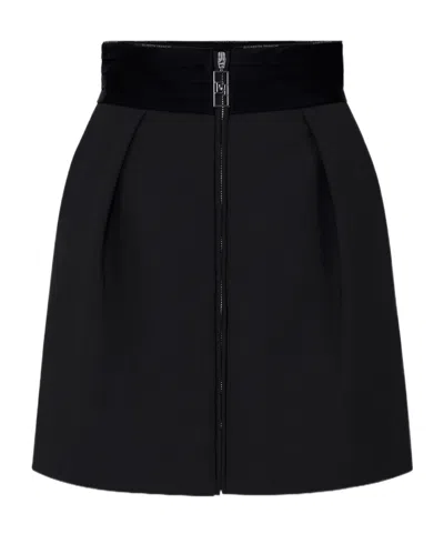 Elisabetta Franchi Logo-plaque Zip Skirt In Black