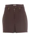 Elisabetta Franchi Double Crepe Skirt With Zip In Burgundy In Brown