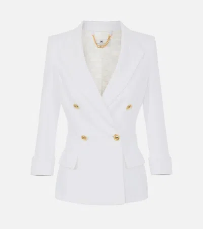 Elisabetta Franchi Double Crepe Stretch Blazer In White