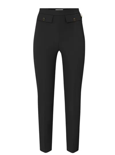 Elisabetta Franchi Double Crepe Trousers In Black