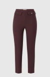 Elisabetta Franchi Straight Stretch Crepe Trousers With Rivet In Brown