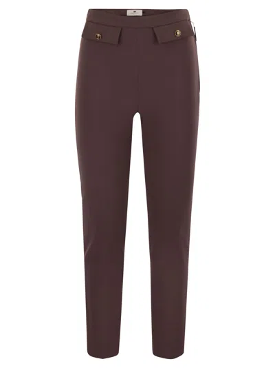 Elisabetta Franchi Double Crepe Trousers In Burgundy