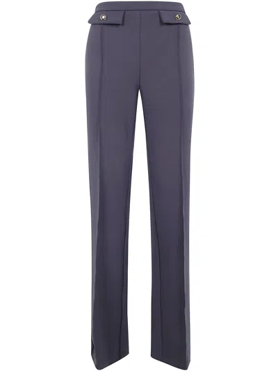 Elisabetta Franchi Trousers With Logo Buttons In Blue