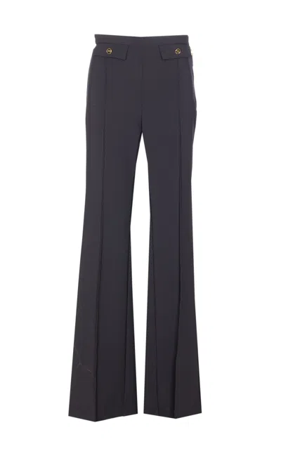 Elisabetta Franchi Double Crepe Trousers In Gray