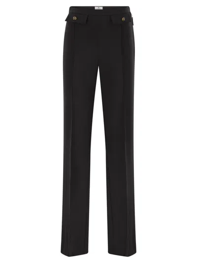 Elisabetta Franchi Double Crepe Trousers In Black