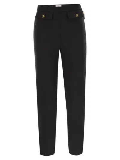 Elisabetta Franchi Double Crepe Trousers In Black