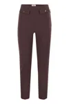 Elisabetta Franchi Straight Stretch Crepe Trousers With Rivet In Brown