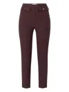 Elisabetta Franchi High Waist Tight Fit Trousers With Gold Button Detail In Red