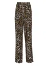 Elisabetta Franchi Pleated Crepe Trousers With Animal Print In Brown