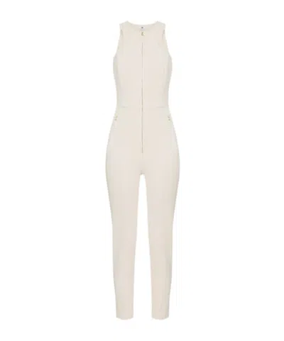 Elisabetta Franchi Double-layer Crêpe Jumpsuit In Neutral