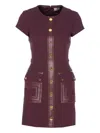 Elisabetta Franchi Merlot Dress With Faux Leather Inserts In Red