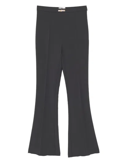 Elisabetta Franchi Double-layer Crêpe Trousers In Gray