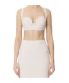 Elisabetta Franchi Double-layer Stretch Crepe Top In Butter Color