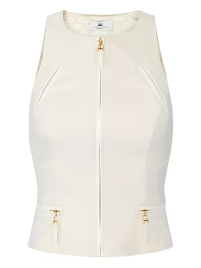 Elisabetta Franchi Double-layer Zip-up Top In Multi