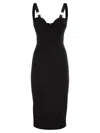 Elisabetta Franchi Double Stretch Crepe Dress With Embroidered Scalloping