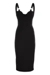 Elisabetta Franchi Double Stretch Crepe Dress With Embroidered Scalloping