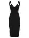 Elisabetta Franchi Double Stretch Crepe Dress With Embroidered Scalloping