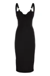 Elisabetta Franchi Double Stretch Crepe Dress With Embroidered Scalloping