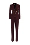 Elisabetta Franchi Shawl-lapels Crepe Suit In Rouge Noir