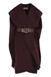 Elisabetta Franchi Double Wool Cape Capes Bordeaux In Purple