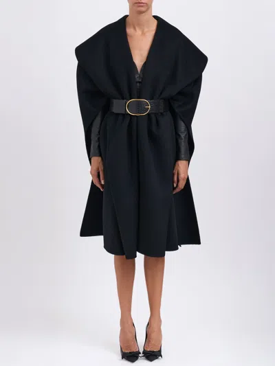 Elisabetta Franchi Double Wool Cloth Coat In Blue