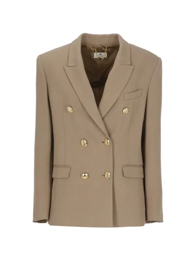Elisabetta Franchi Double-breasted Blazer In Brown