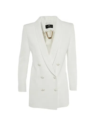 Pre-owned Elisabetta Franchi Double-breasted Blazer In White
