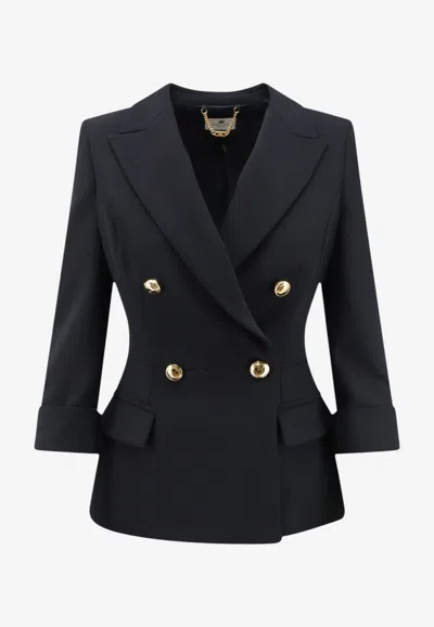 Elisabetta Franchi Double-breasted Blazer With Logo Cufflinks In Black