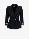 Elisabetta Franchi Jacket Decorative Sleeves Front Flap Pockets Structured Shoulders In Black
