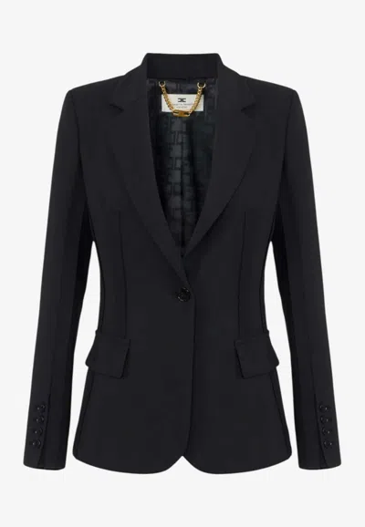 Elisabetta Franchi Double-breasted Buttoned Blazer In Black