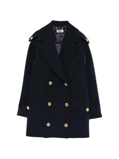 Elisabetta Franchi Double-breasted Coat In Black