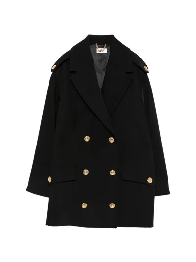 Elisabetta Franchi Double-breasted Coat In Black