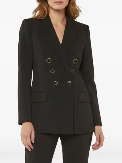 Pre-owned Elisabetta Franchi Double-breasted Crepe Blazer In Black