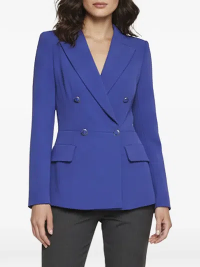 Pre-owned Elisabetta Franchi Double-breasted Crepe Blazer In Blue
