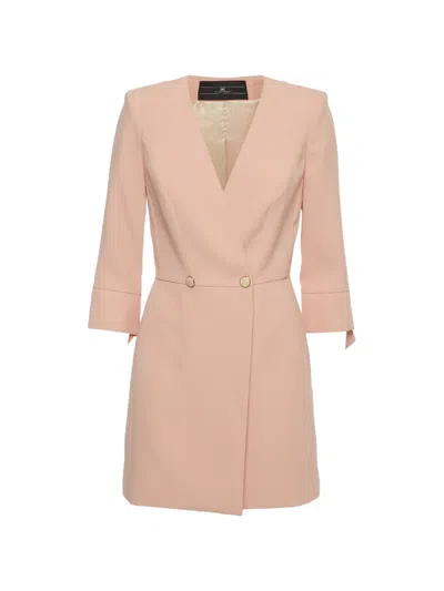 Pre-owned Elisabetta Franchi Double-breasted Crepe Mini Dress In Pink