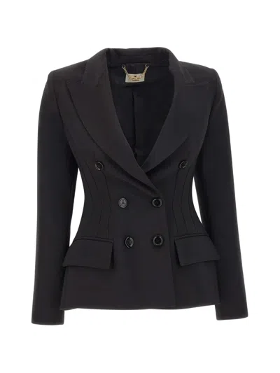Elisabetta Franchi Double-breasted Darted Jacket In Blue