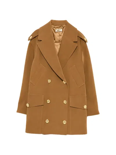 Elisabetta Franchi Double-breasted Epaulette Coat In White