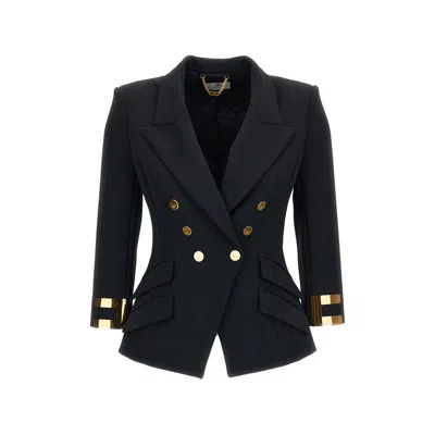 ELISABETTA FRANCHI DOUBLE-BREASTED LOGO-CUFF JACKET