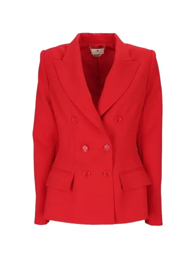 Elisabetta Franchi Double-breasted Peak-lapel Blazer In Red