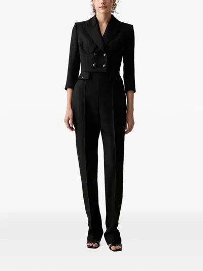Elisabetta Franchi Double-breasted Peplum Jumpsuit In Black