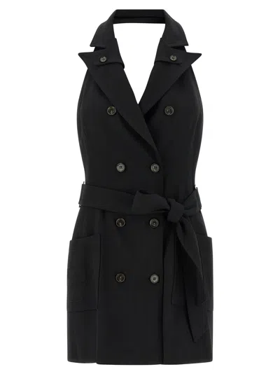 Elisabetta Franchi Double-breasted Vest Dress In Black