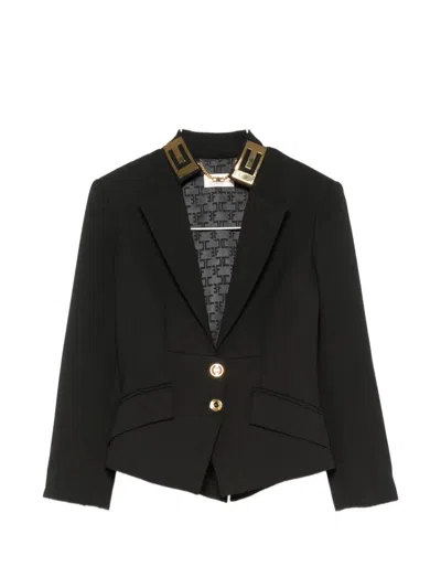 Elisabetta Franchi Double-button Peaked-lapel Blazer In Black
